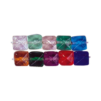 Faceted Square Glass Beads 3345
