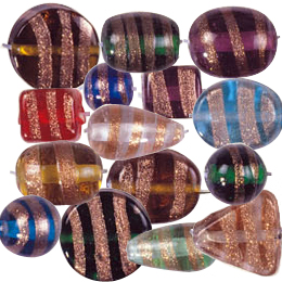 Gold stone striped Beads