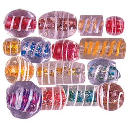 Glitter filled Glass Beads w or stripes