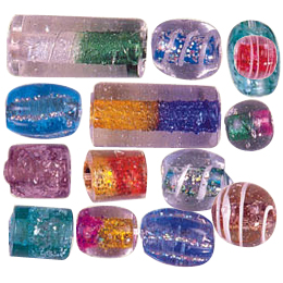 Glitter inside Glass Beads
