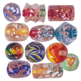 Confetti Glass Beads with color line