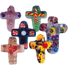 Lampworked Decorative Cross Pendant