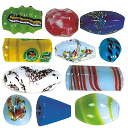 Printed Striped Venetian small   medium Furnace Glass Bead