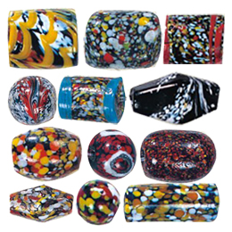 Printed and Striped small   medium Furnace Glass Beads