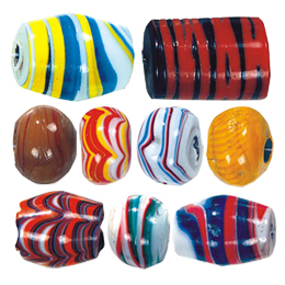 Striped large Furnace Glass Beads