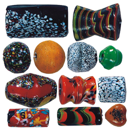 Printed and Striped large Furnace Glass Beads1