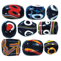 Evil Eyed and Striped large Furnace Glass Beads