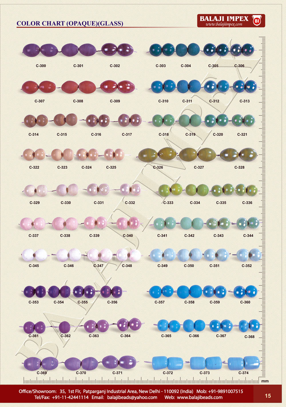 Color Chart C300 to C374 (pg15)
