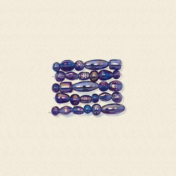 Basic Glass Beads Iridescent Royal Blue Mix 3044