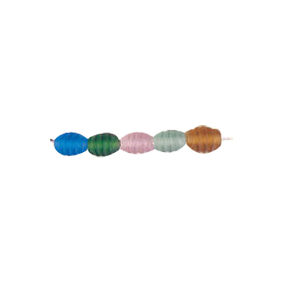Threaded Oval 6x9mm Frost Glass Beads Mixed Colors 3112