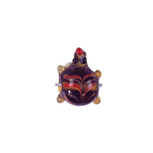 Turtle Glass Beads with Lampworked Feather 3537
