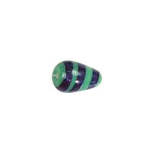Blue Stone Striped Glass Beads 3728