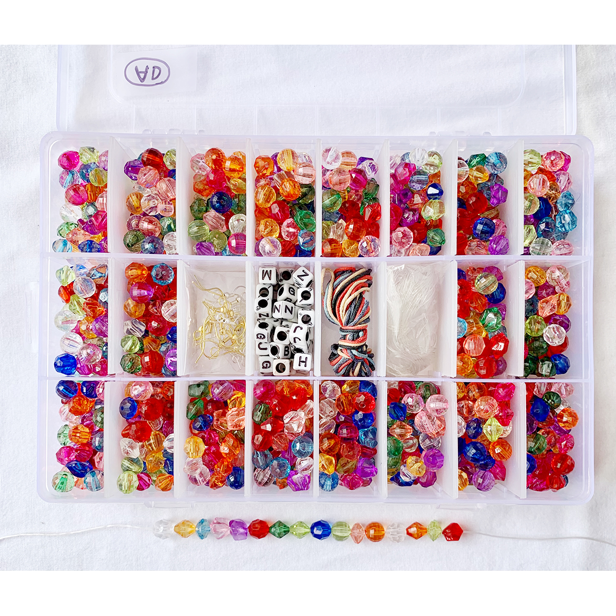 Item AD 8mm Acrylic Faceted Beads DIY and Jewelry Kit 24 compartment Set