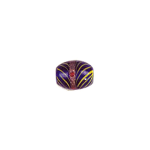 Feathered stripe decorated Lampworked Glass Beads 4141