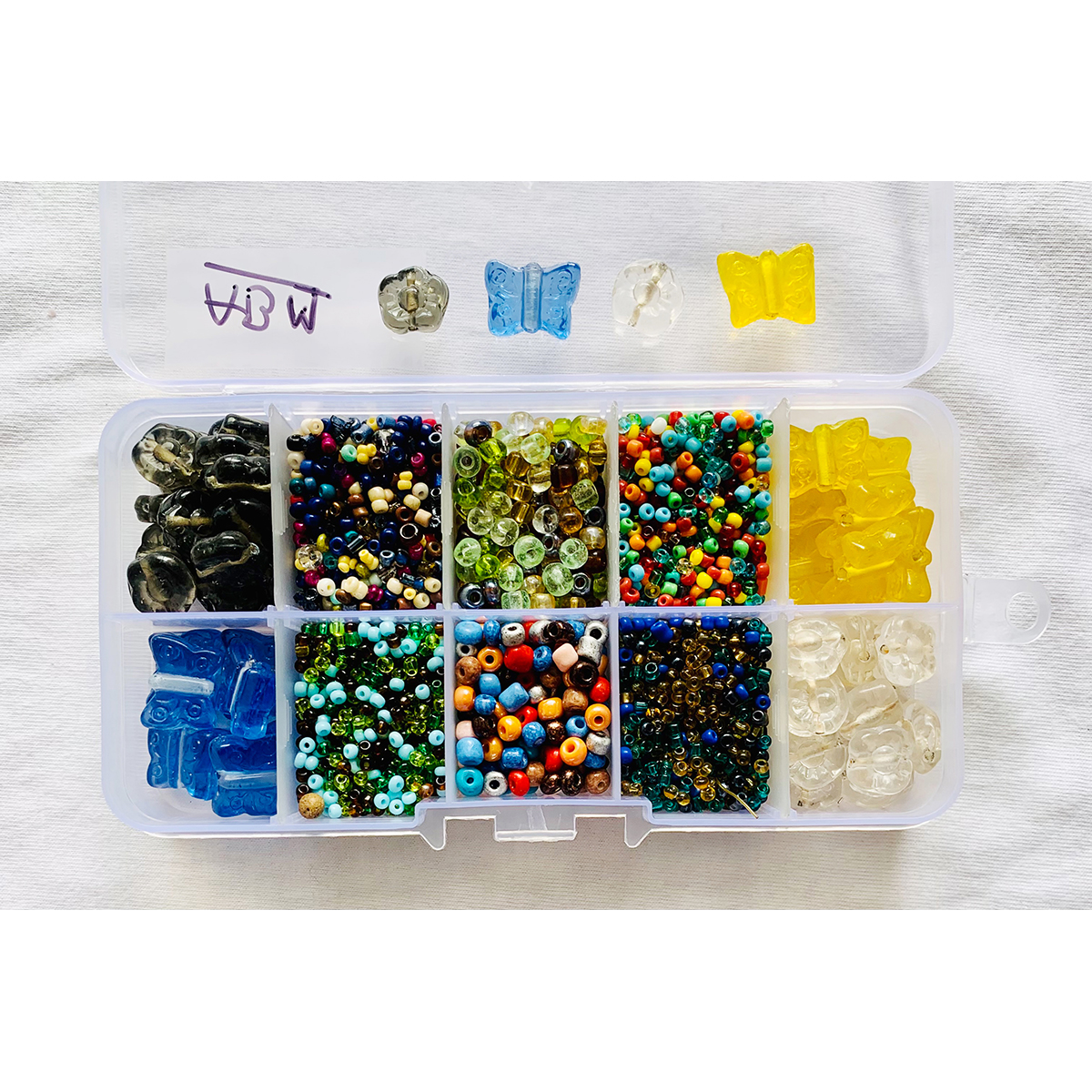 Item ABM Butterfly and Flower Glass Beads "DIY and Jewelry Kit"  10 compartment Set
