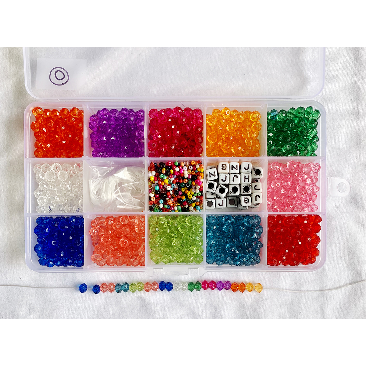 Item O  6mm Acrylic faceted Rondelle shaped Beads for DIY and Jewelry Kit 15 compartment Set