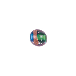 Color lined 2 tone w or Gold Band and Millefiori Lampworked Glass Beads 4926