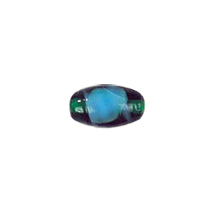 Feather design Oval shaped Lampworked Glass Beads 5217