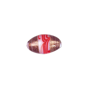 Feather design Oval shaped Lampworked Glass Beads 5613