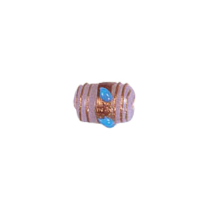 Gold stone striped Lampworked Beads 5875