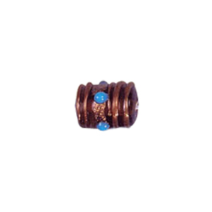 Gold stone striped Lampworked Beads 5882