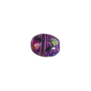 Color lined Flower pattern Lampworked Glass Beads 6276