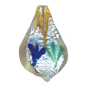 Silver Foiled Glass Drop Pendants 12024