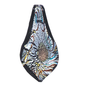 Silver Foiled Glass Drop Pendants 12030