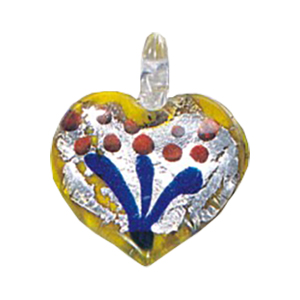 Silver Foiled Glass Heart Pendants 11970