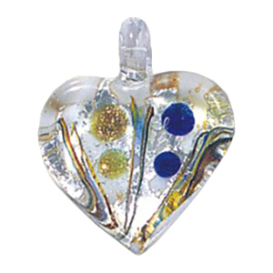Silver Foiled Glass Heart Pendants 11974