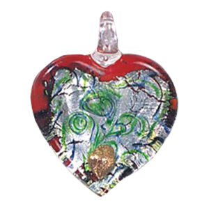 Silver Foiled Glass Heart Pendants 11982