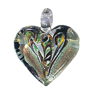 Silver Foiled Glass Heart Pendants 11985