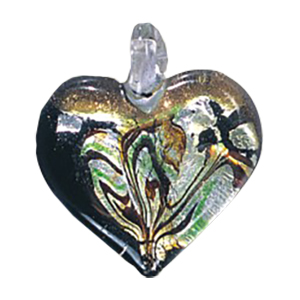 Silver Foiled Glass Heart Pendants 11986