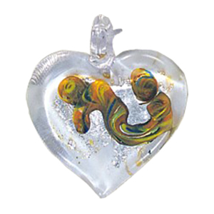 Silver Foiled Glass Heart Pendants 11992