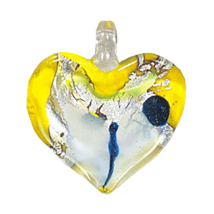 Silver Foiled Glass Heart Pendants 11993