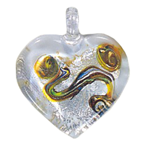 Silver Foiled Glass Heart Pendants 11994