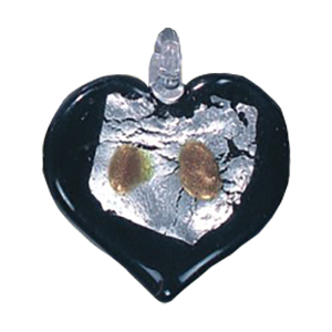 Silver Foiled Glass Heart Pendants 11995
