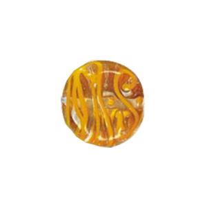 Stringer and Dotted Color lined fancy decorated flat Round Glass Beads 14029