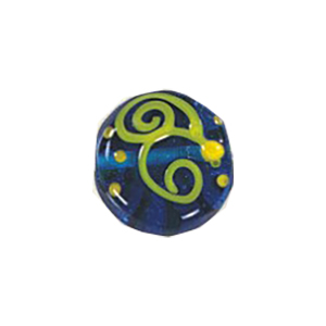Stringer and Dotted Lampworked flat Round Glass Beads 13840