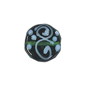 Stringer and Dotted Lampworked flat Round Glass Beads 13841