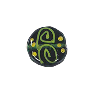 Stringer and Dotted Lampworked flat Round Glass Beads 13846