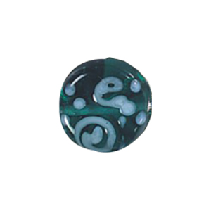 Stringer and Dotted Lampworked flat Round Glass Beads 13862