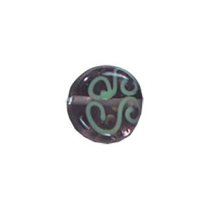 Stringer and Dotted Lampworked flat Round Glass Beads 13964