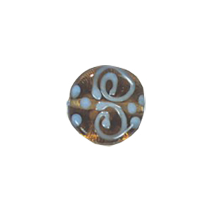 Stringer and Dotted Lampworked flat Round Glass Beads 13985
