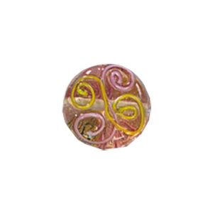 Stringer and Dotted Color lined fancy decorated flat Round Glass Beads 13991
