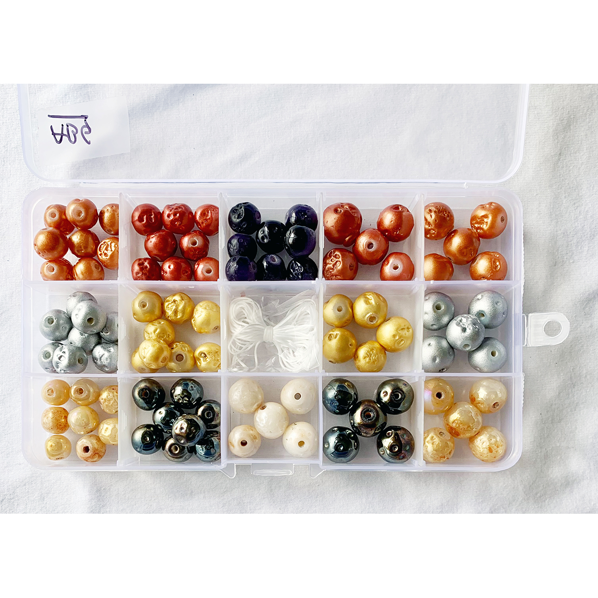 Item ABG  Lava Glass coated Beads in Earth color tone DIY and Jewelry Kit 15 compartment box